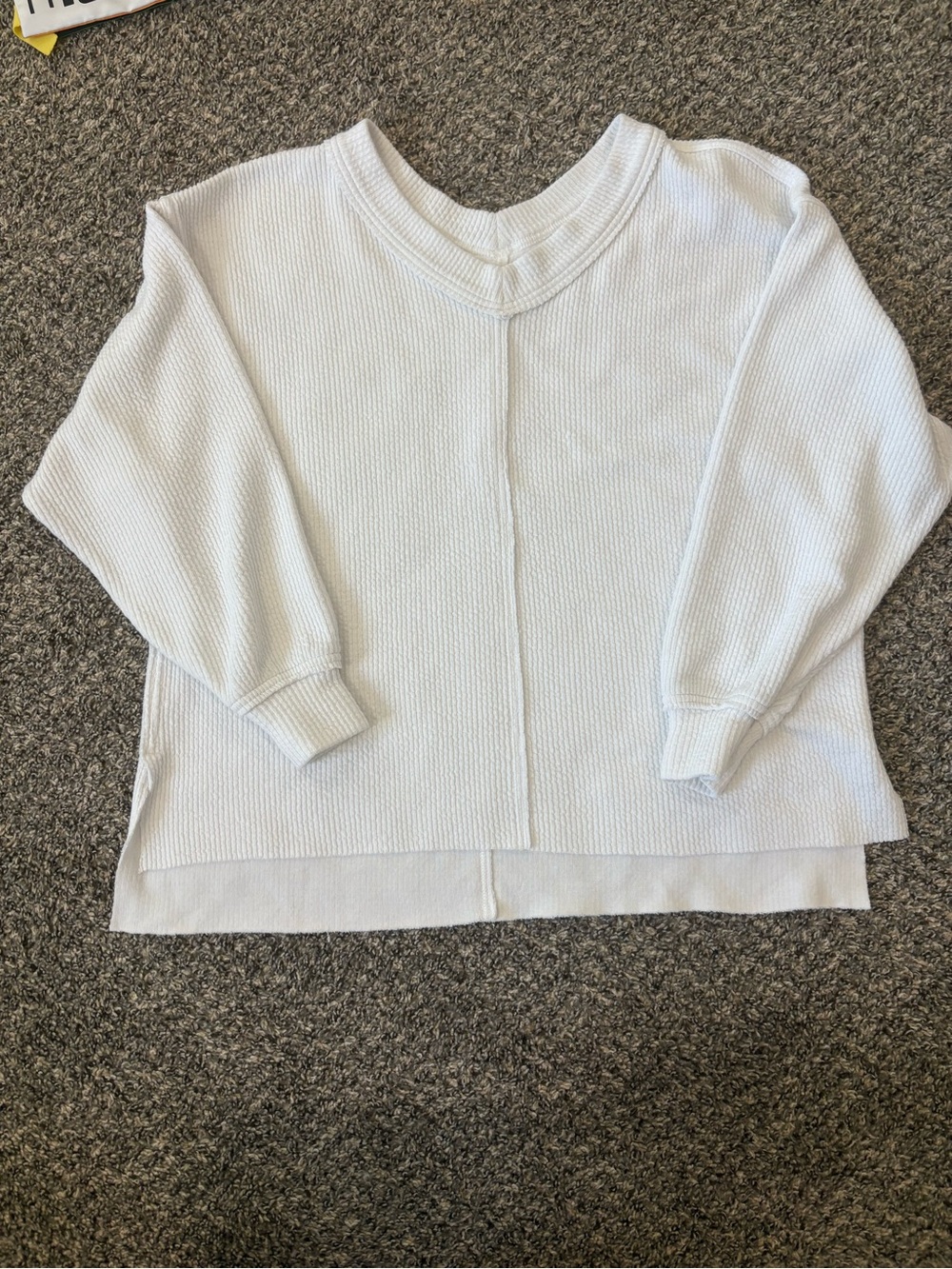 aerie Kids White Waffle Knit Pullover Sweatshirt